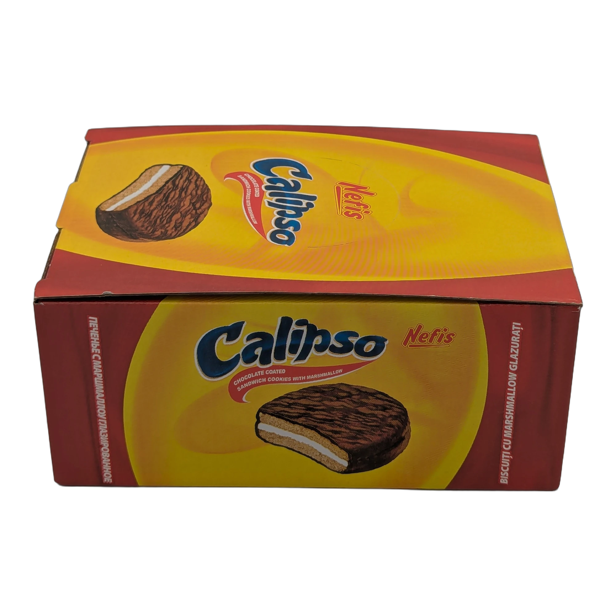 Biscuiți sandviș glazurați cu ciocolată și umpluți cu marshmallow Nefis