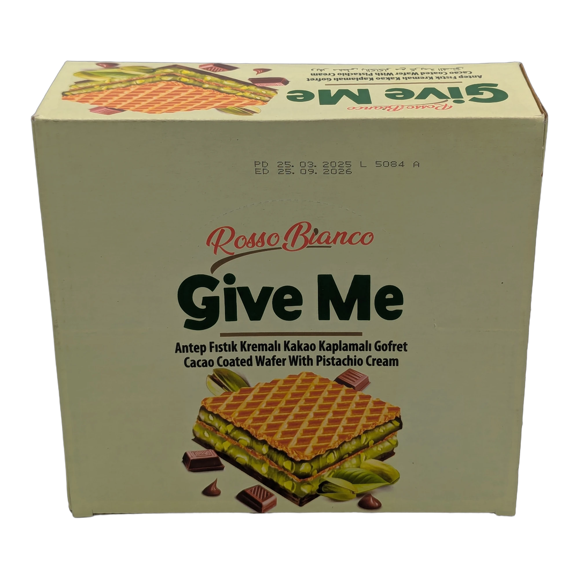 Give Me - Napolitană cu cremă de fistic şi cacao