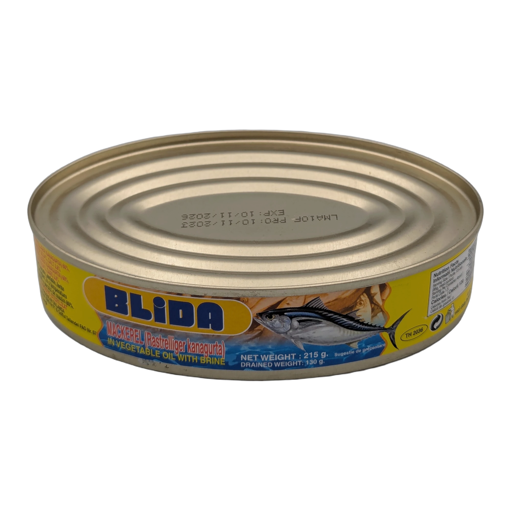 ماكريل (Rastrelliger kanagurta) في الزيت النباتي مع محلول ملحي