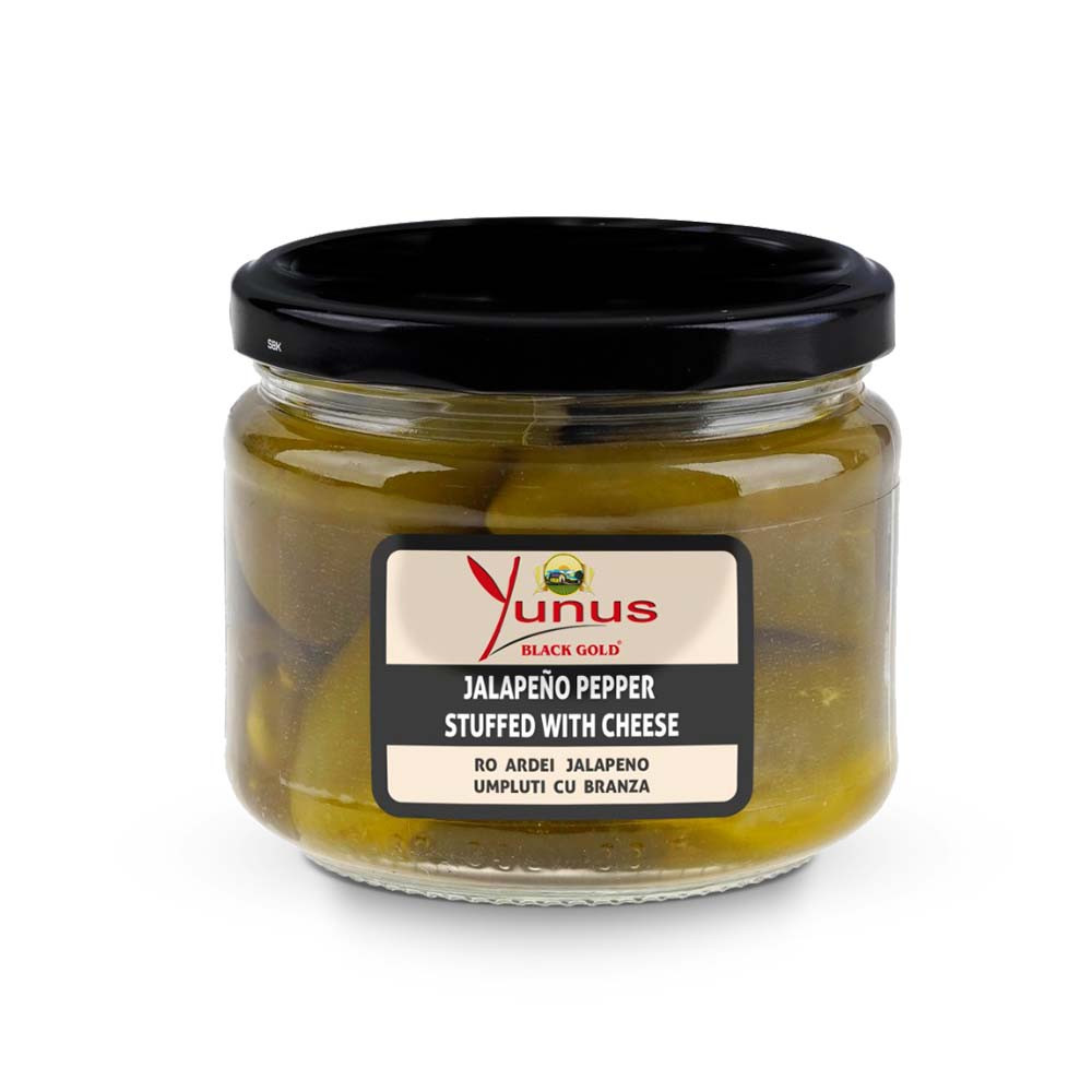Ardei Jalapeno Umpluți cu Brânză în Ulei Borcan Yunus 290g