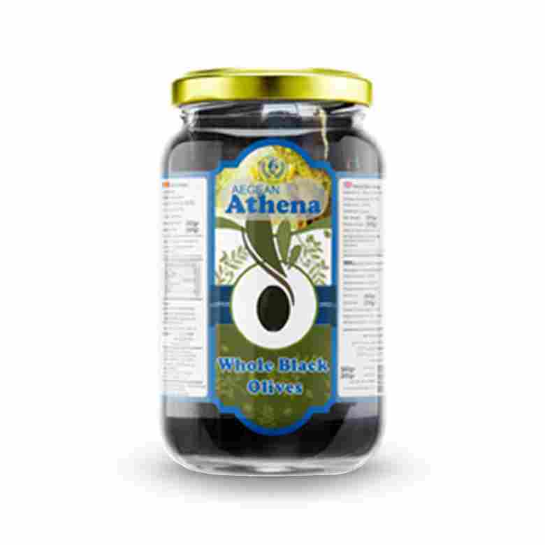 Athena Jumbo Black Olives 180-200 pcs Jar