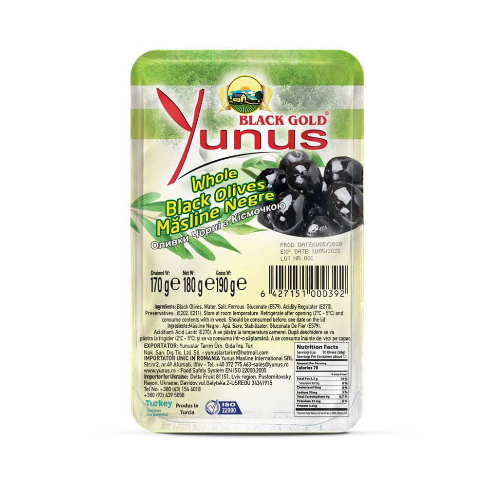 Yunus Black Olives in Brine 170g