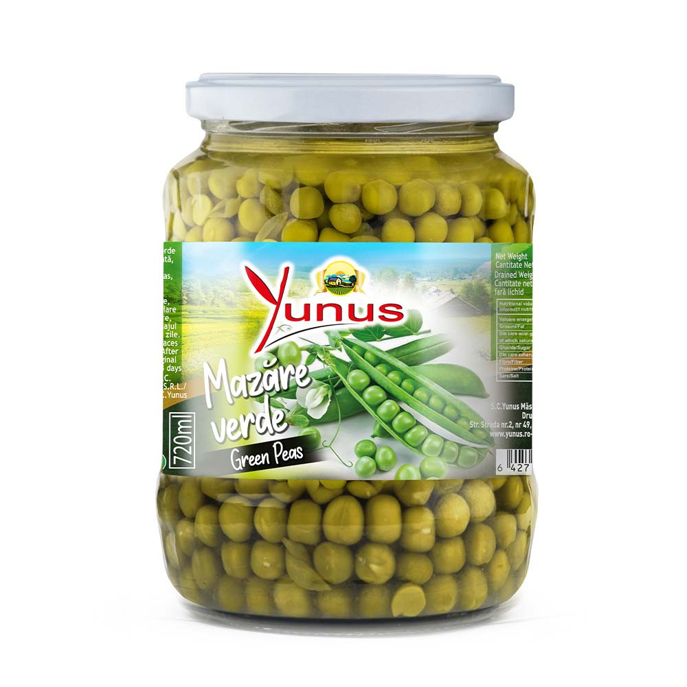 Mazăre verde conservată Yunus 720ml